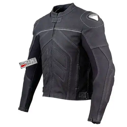 Mens Titanium Motorcycle Leather Jacket Street Cruiser CE Armor Riding Black XL